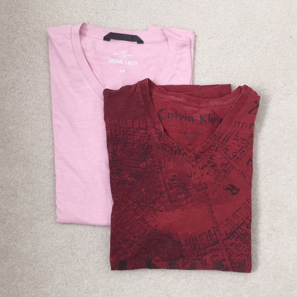 BOGO 1 Calvin Klein red shirt + 1 pink H&M